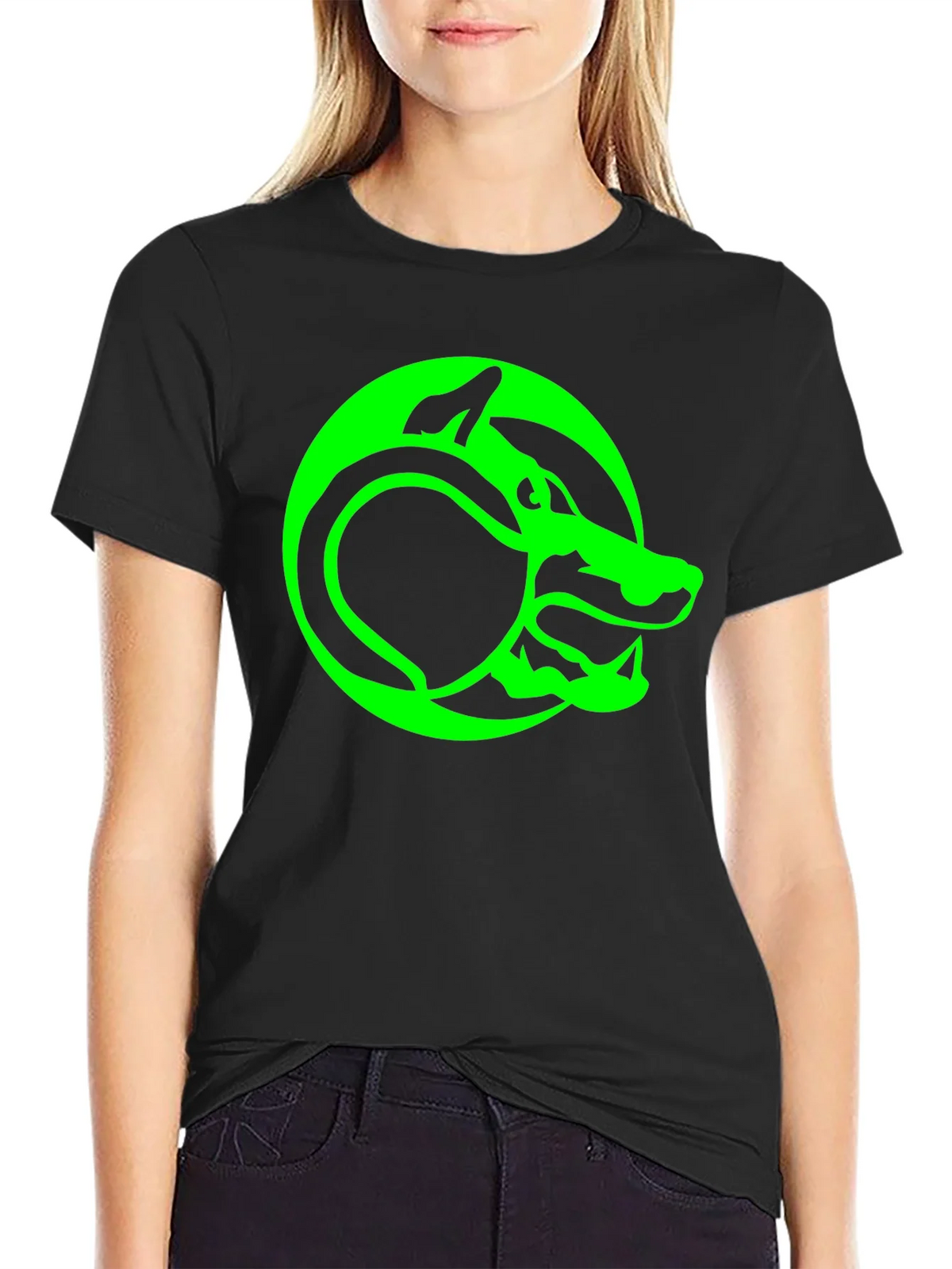 Green Serpent T-Shirt - Black Graphic Tee product image 2