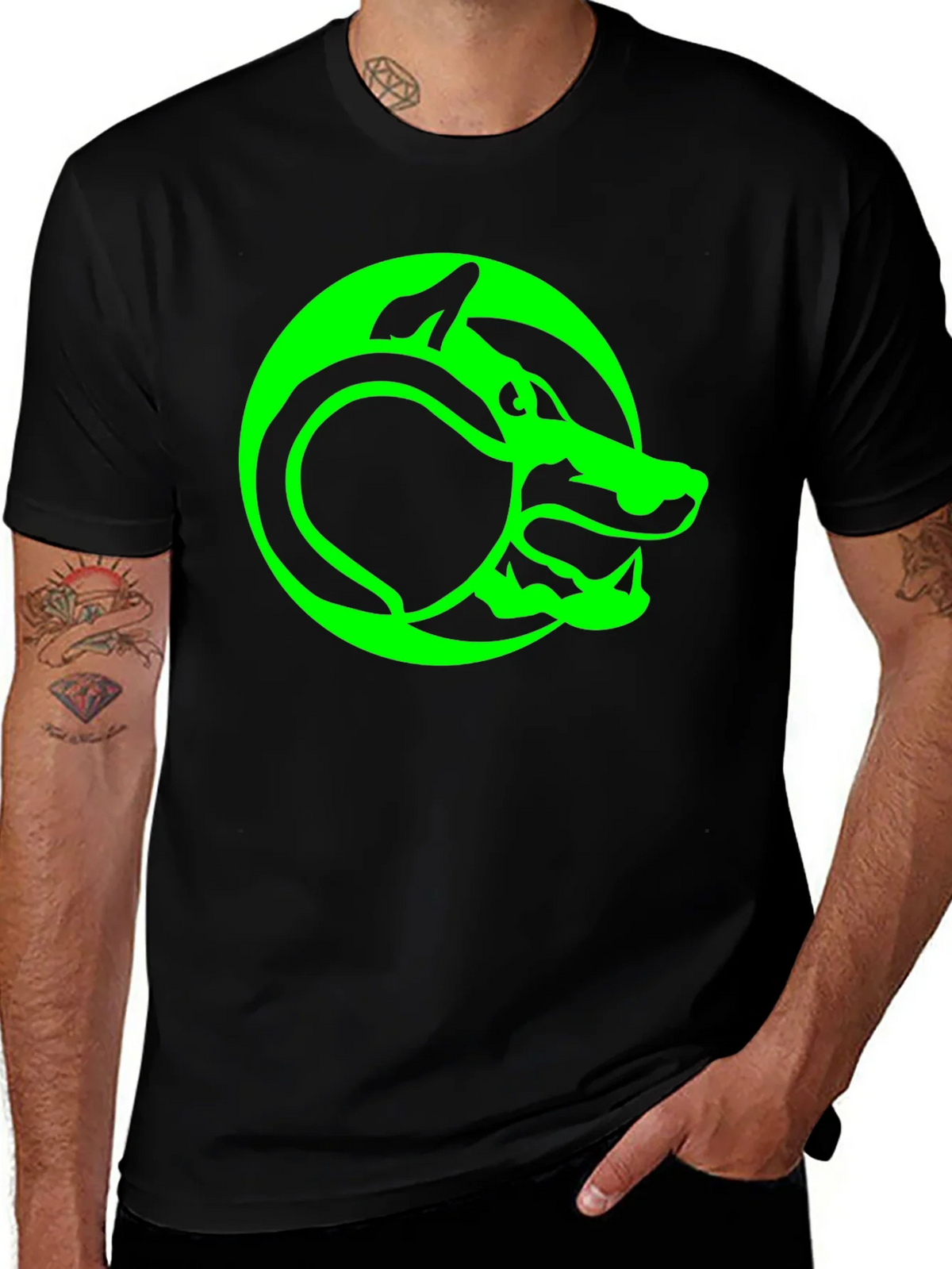 Green Serpent T-Shirt - Black Graphic Tee product image 1