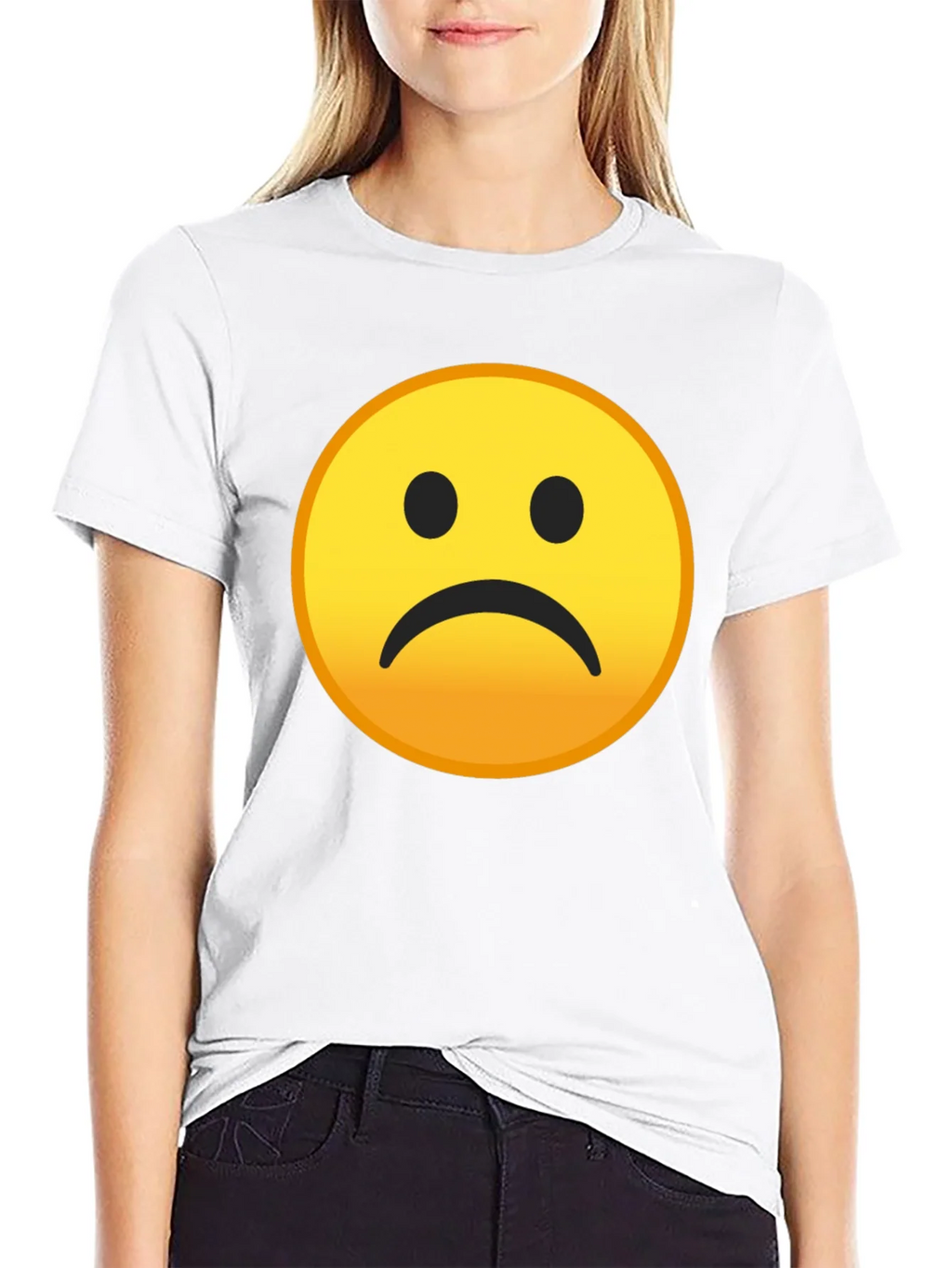 Sad Emoji Graphic Black T-Shirt product image 8
