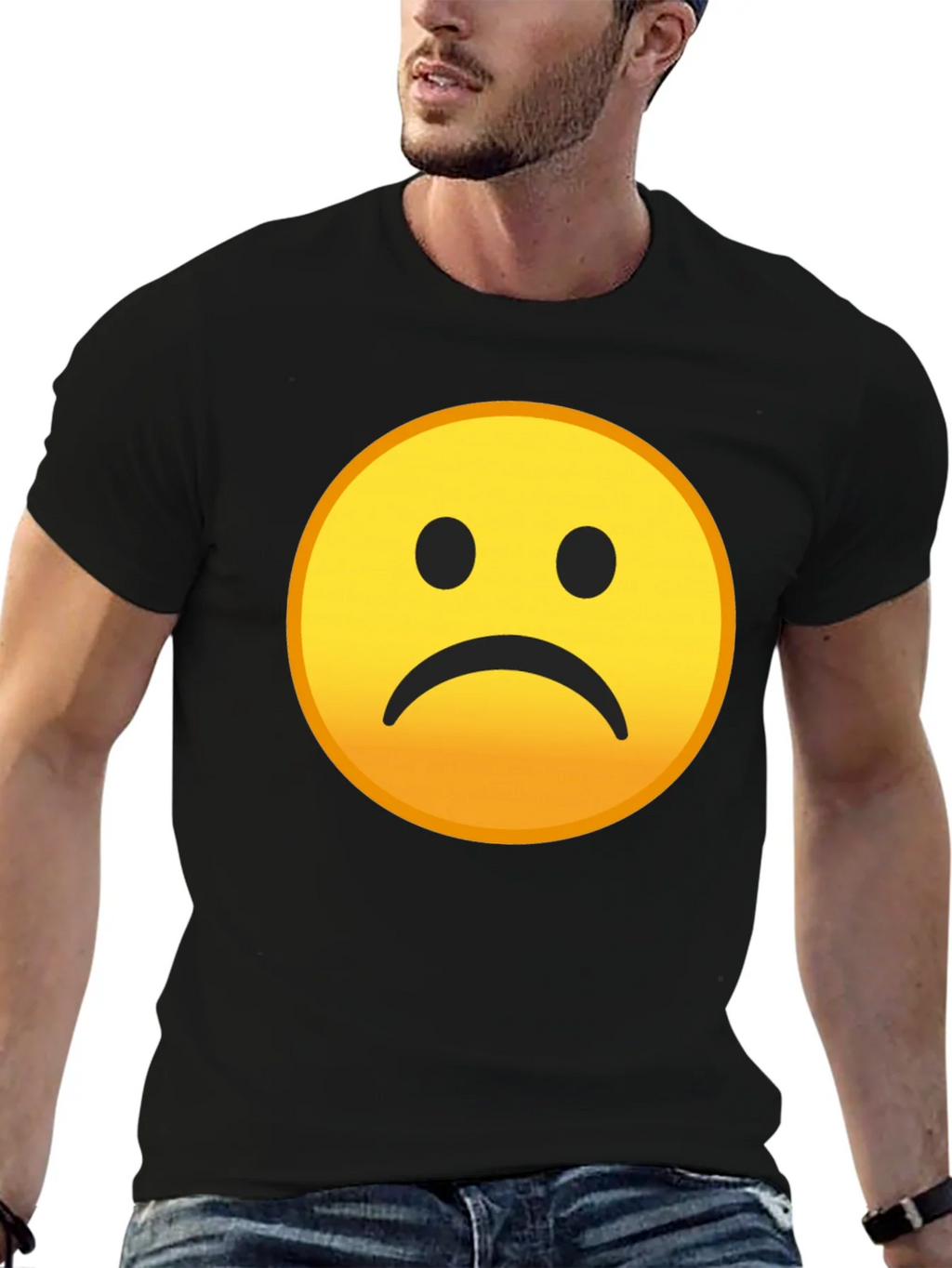 Sad Emoji Graphic Black T-Shirt product image 6