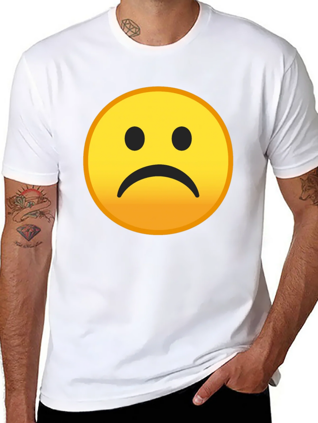 Sad Emoji Graphic Black T-Shirt product image 7