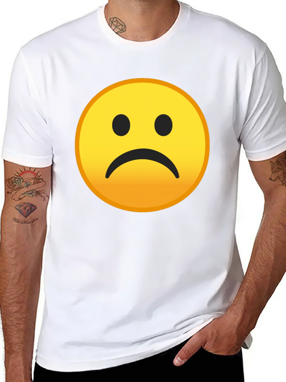 Sad Emoji Graphic Black T-Shirt product image 7