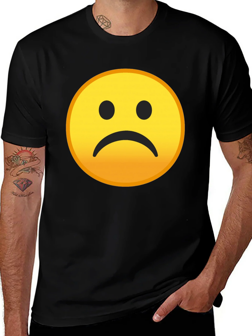 Sad Emoji Graphic Black T-Shirt product image 1