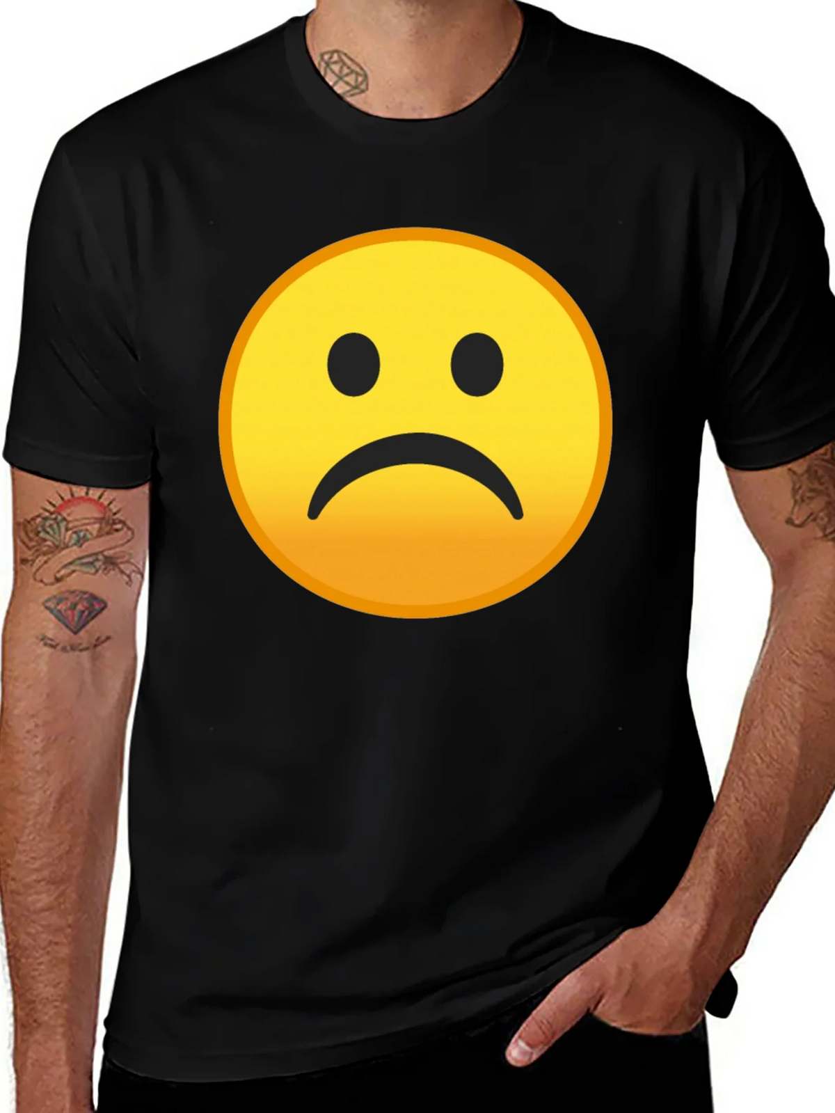 Sad Emoji Graphic Black T-Shirt product image 1