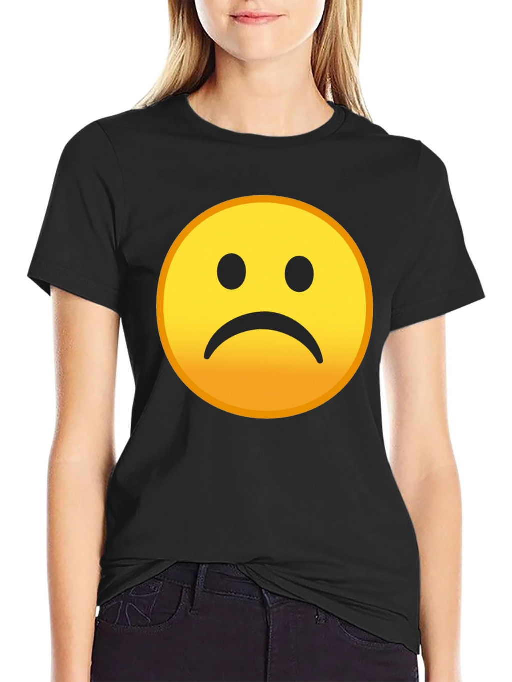 Sad Emoji Graphic Black T-Shirt product image 2