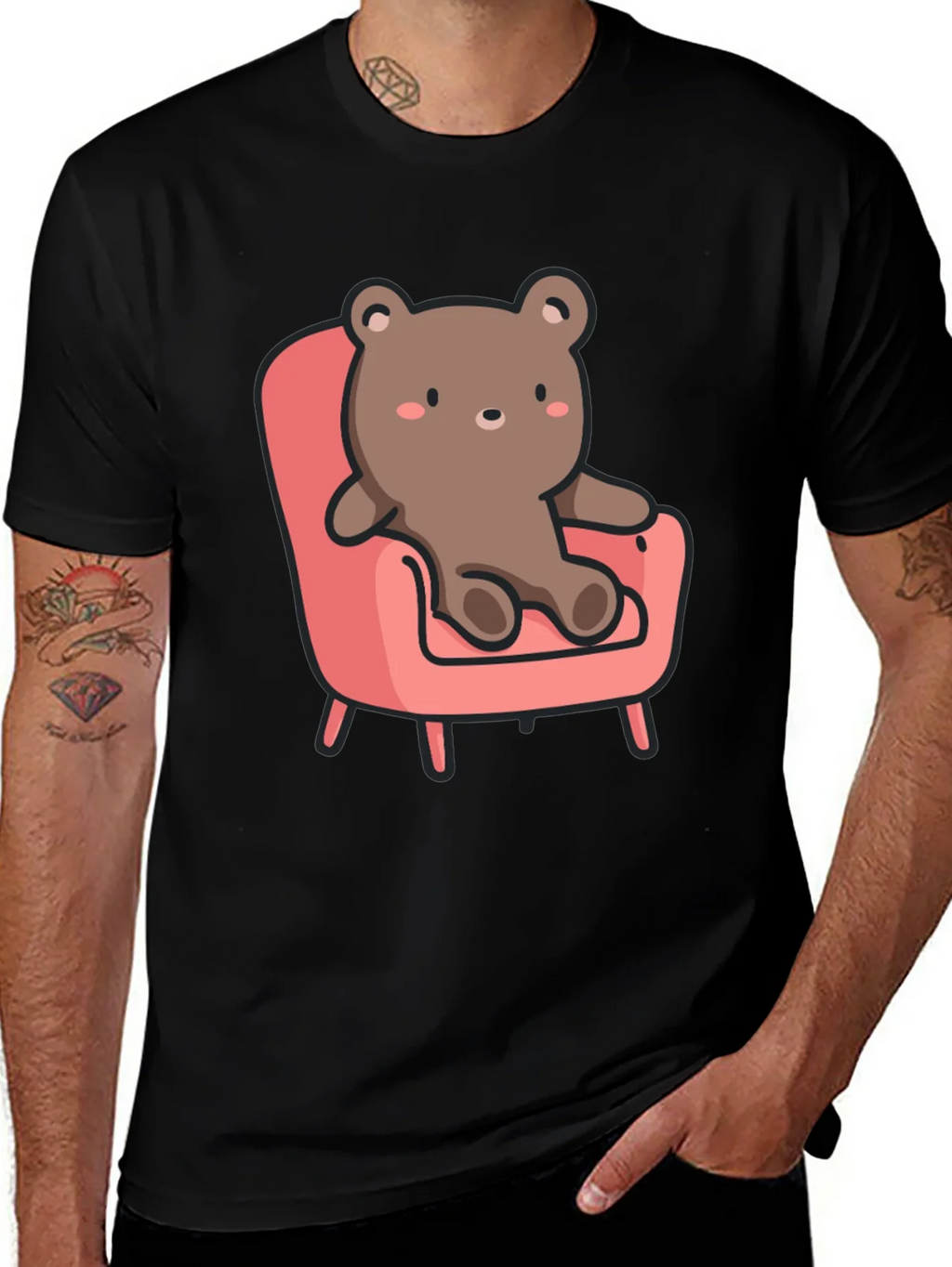 Cute Bear on Chair Graphic T-Shirt product image 1