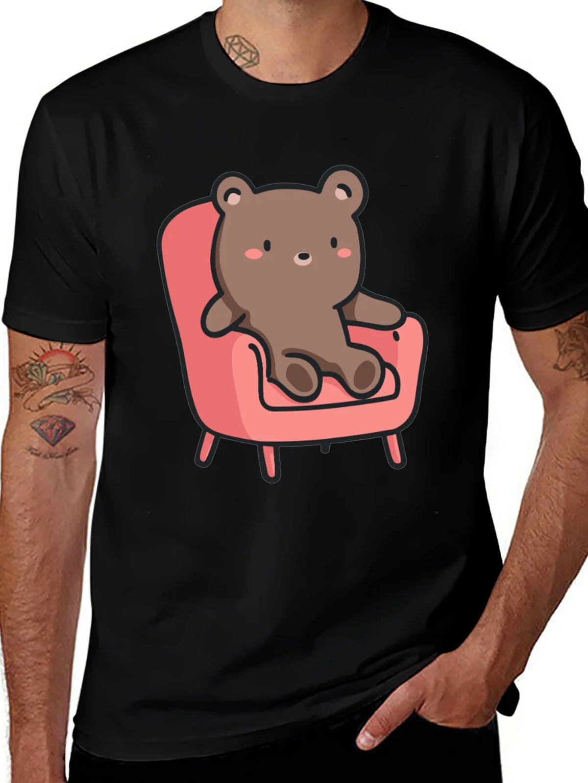 Cute Bear on Chair Graphic T-Shirt product image 1