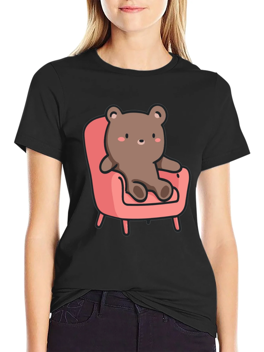 Cute Bear on Chair Graphic T-Shirt product image 2