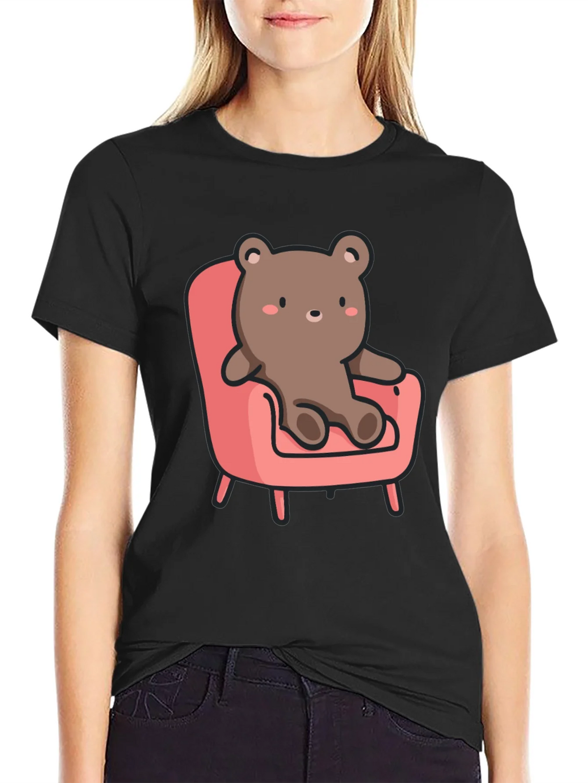Cute Bear on Chair Graphic T-Shirt product image 2