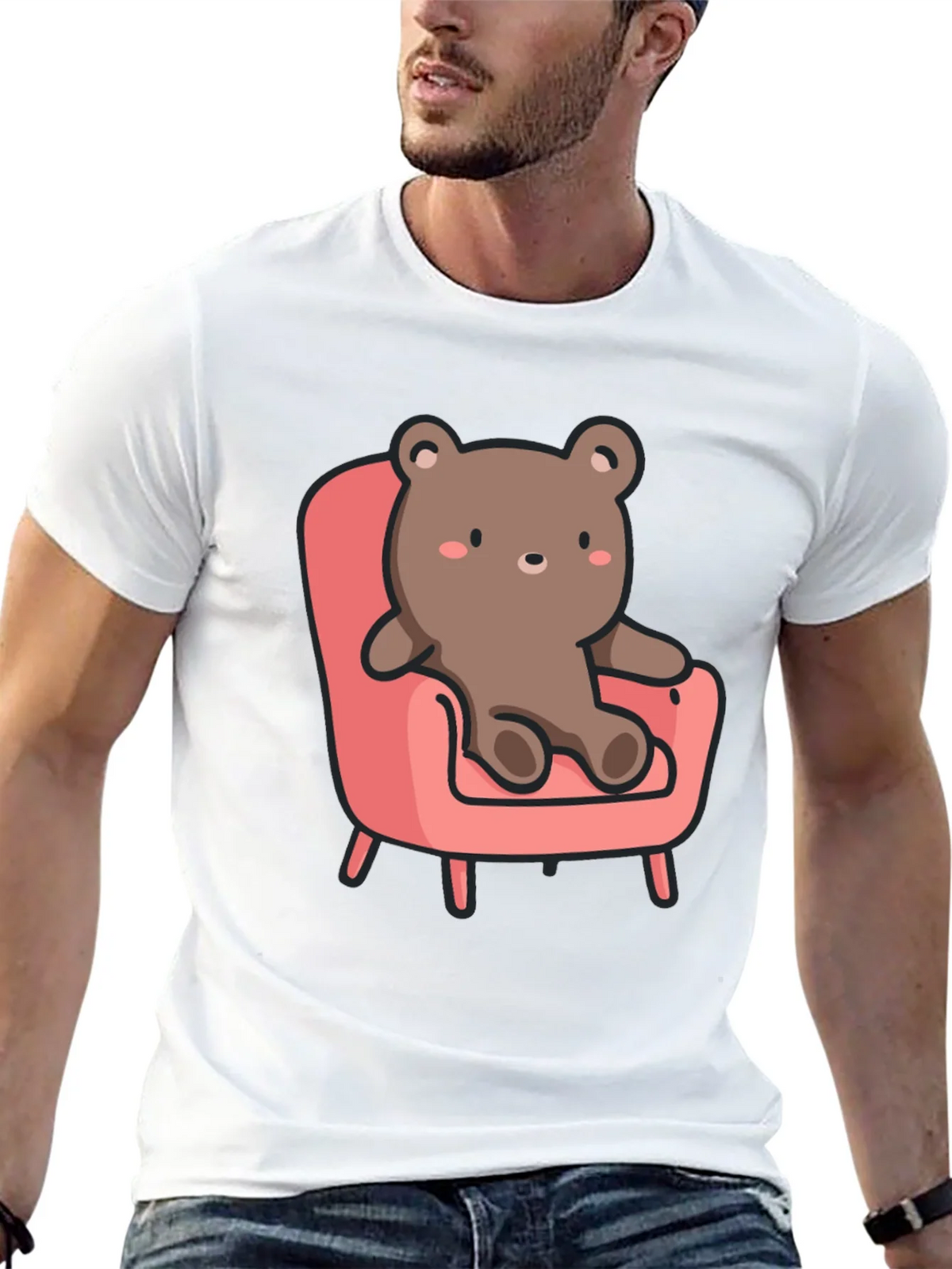 Cute Bear on Chair Graphic T-Shirt product image 12