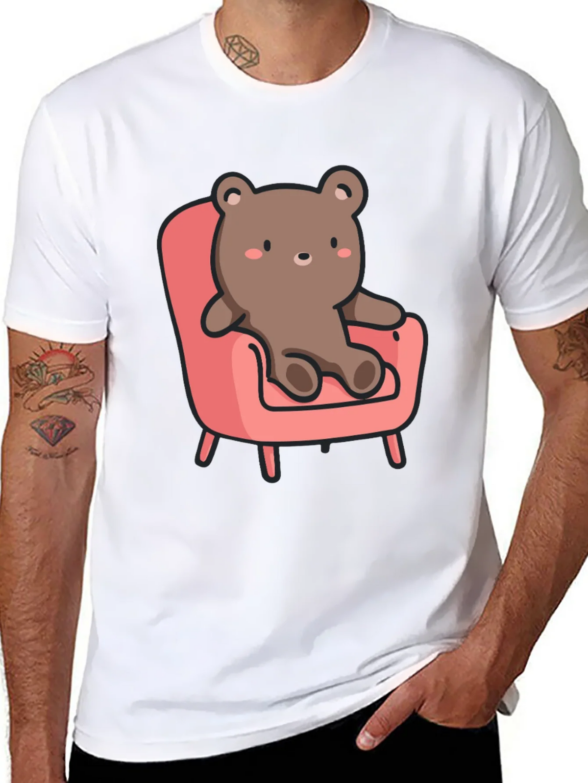 Cute Bear on Chair Graphic T-Shirt product image 7