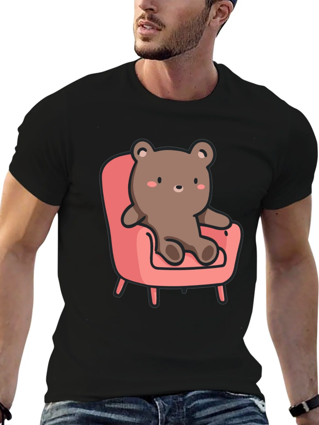 Cute Bear on Chair Graphic T-Shirt product image 6