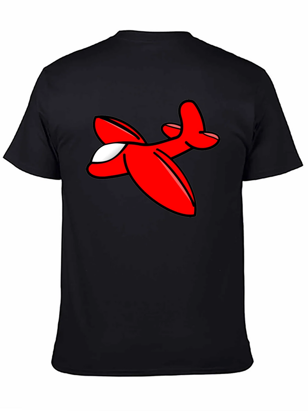 Cartoon Airplane Graphic Tee - Black Cotton T-Shirt product image 4