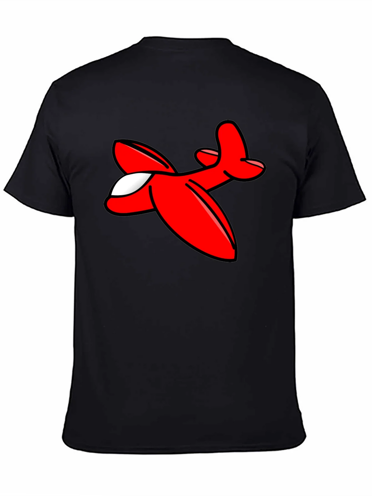 Cartoon Airplane Graphic Tee - Black Cotton T-Shirt product image 4