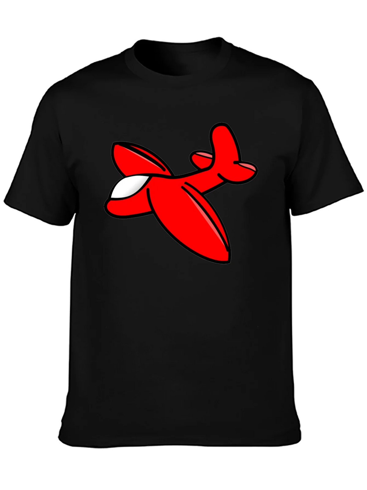 Cartoon Airplane Graphic Tee - Black Cotton T-Shirt product image 3