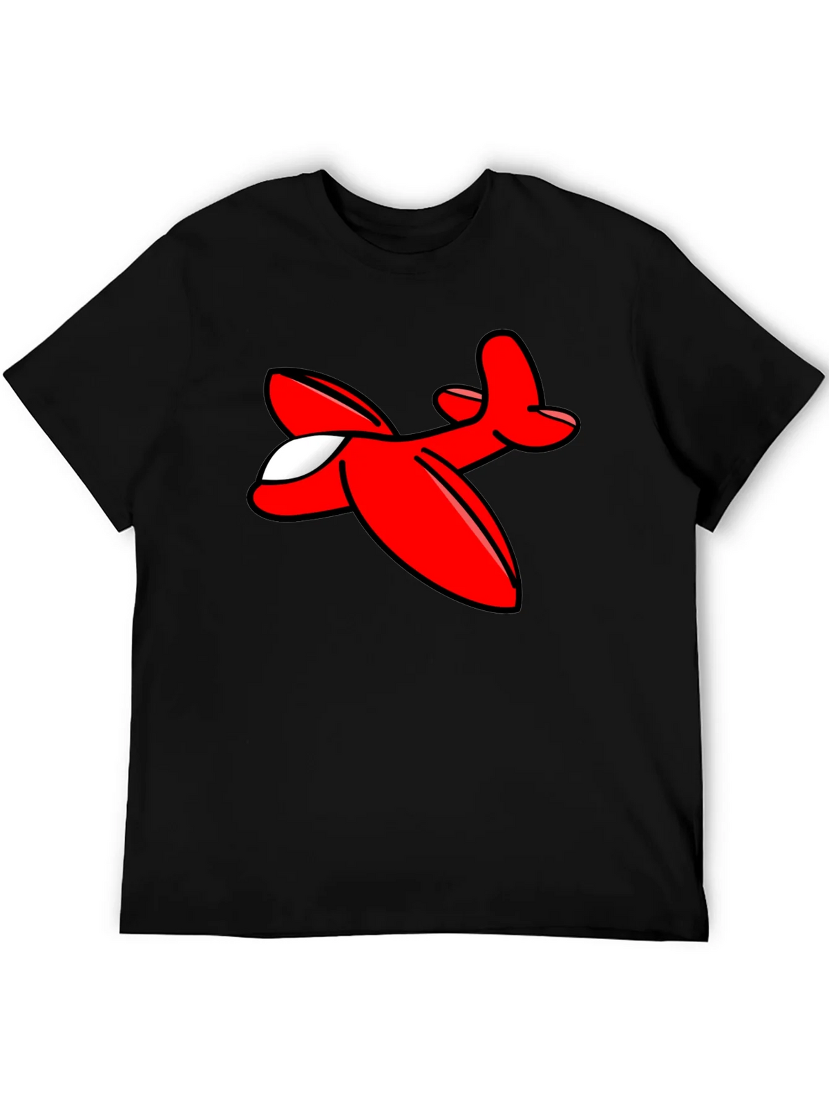 Cartoon Airplane Graphic Tee - Black Cotton T-Shirt product image 5
