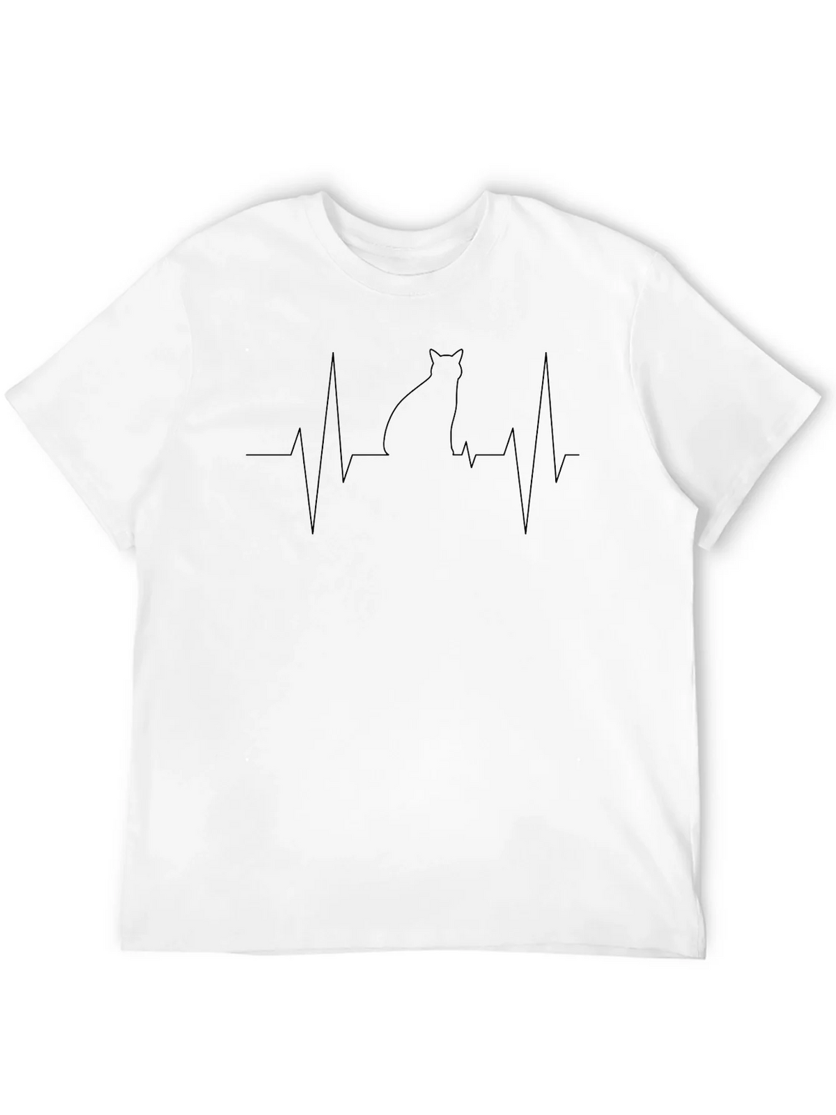Cat ECG Heartbeat T-Shirt - Black product image 4