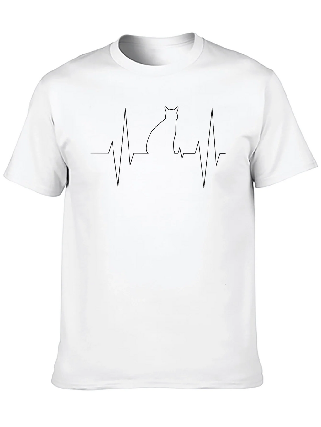 Cat ECG Heartbeat T-Shirt - Black product image 3