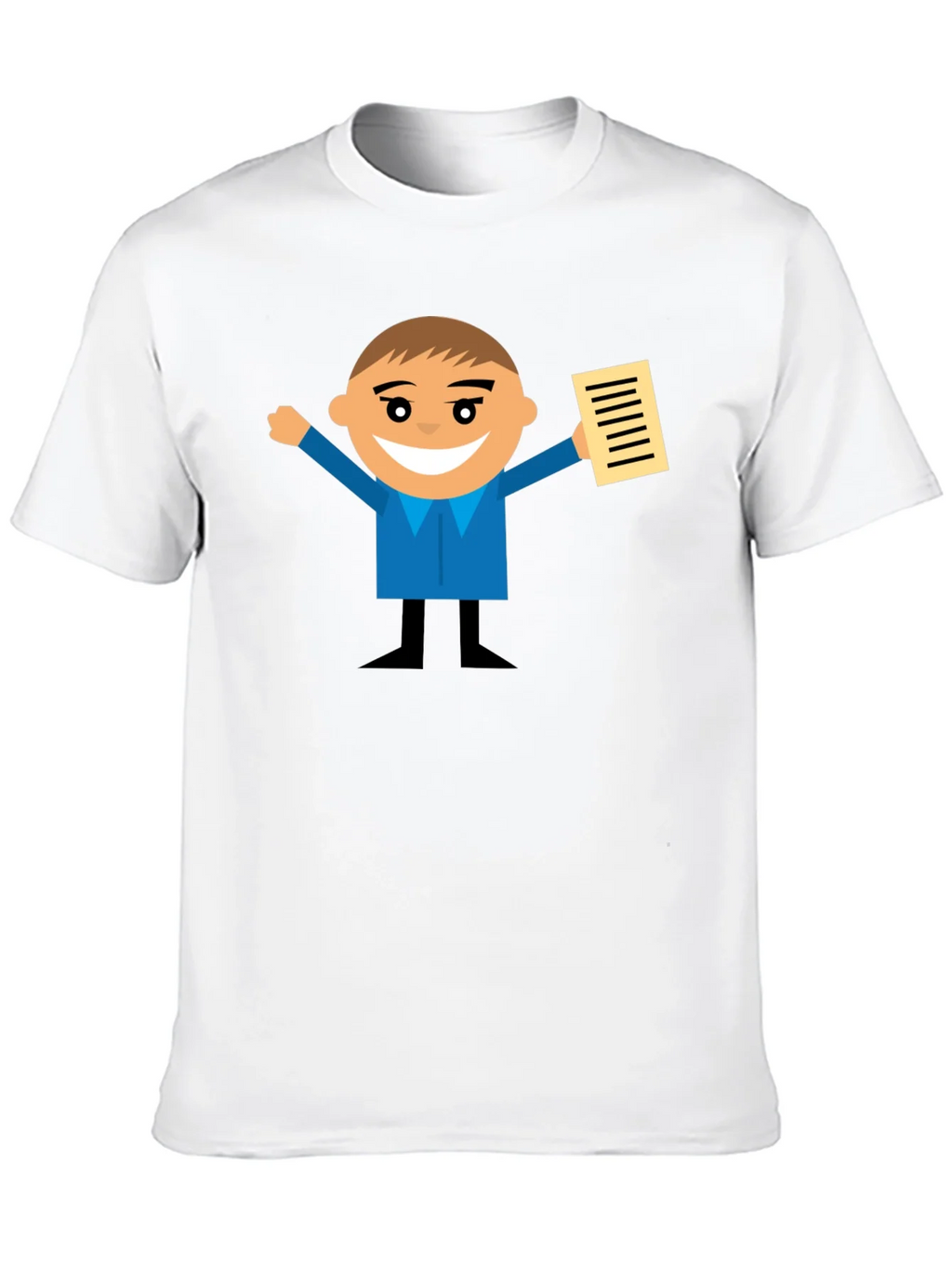 Cartoon Man Holding Document Black T-Shirt product image 9