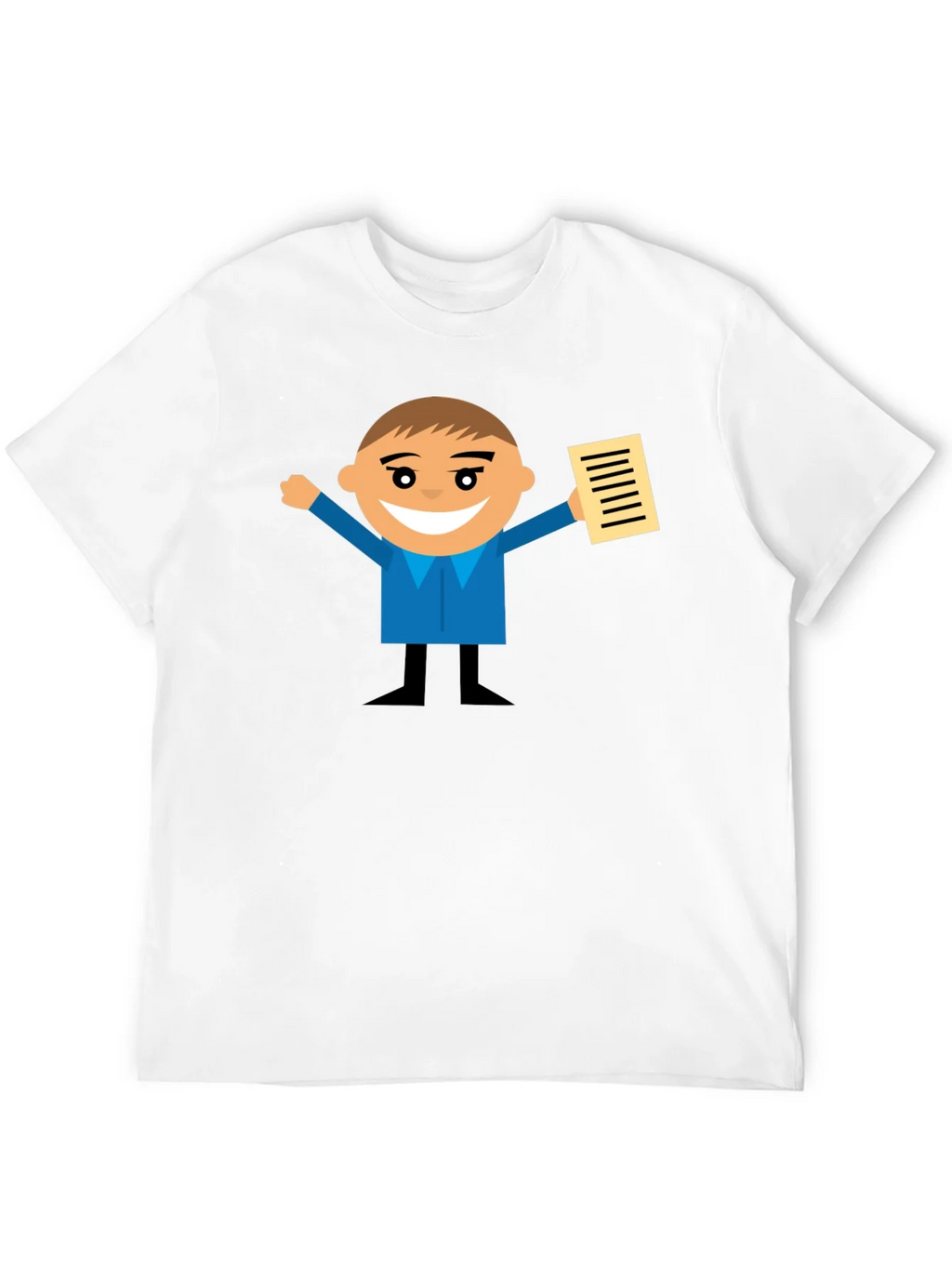 Cartoon Man Holding Document Black T-Shirt product image 11