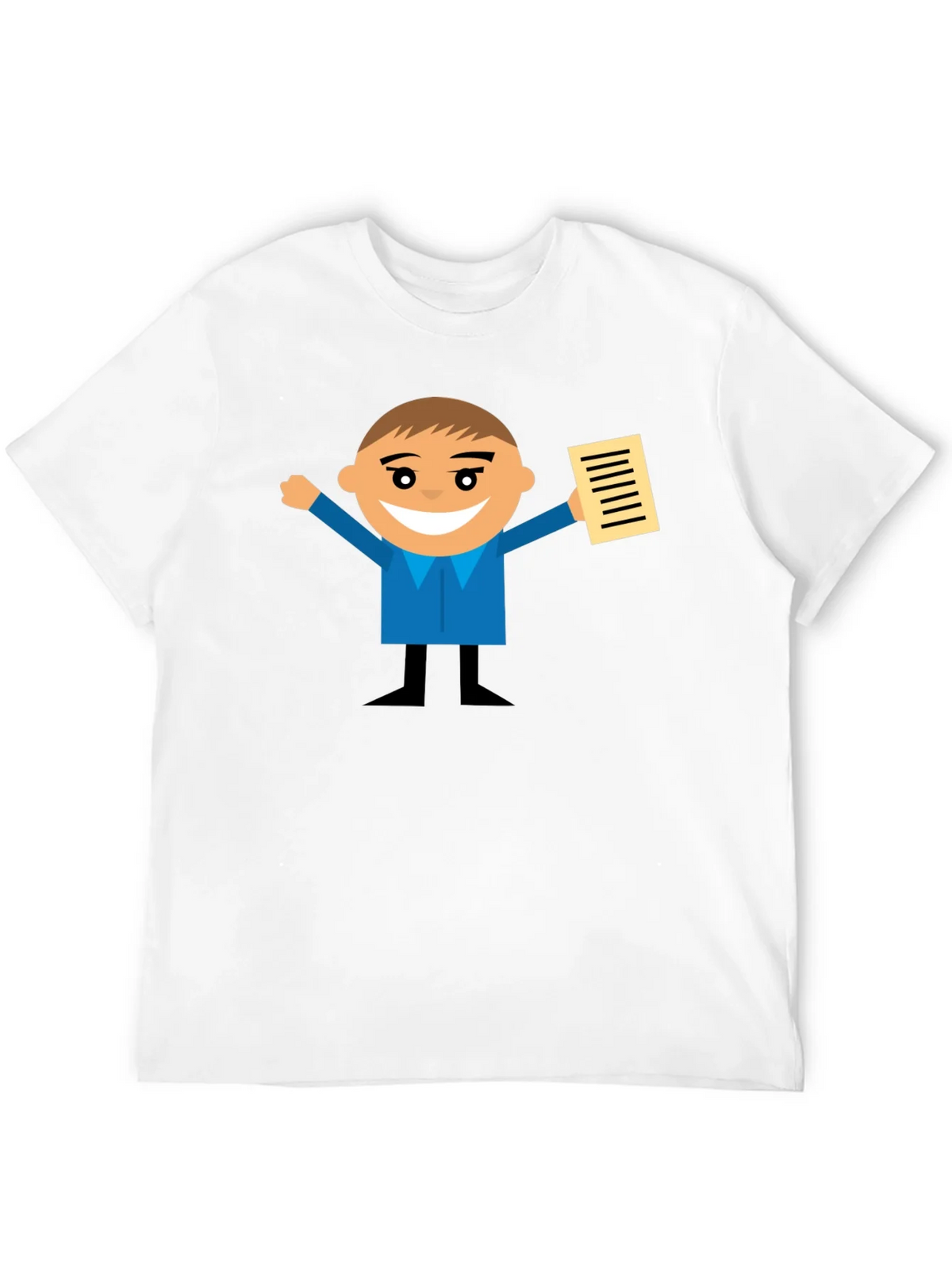 Cartoon Man Holding Document Black T-Shirt product image 11
