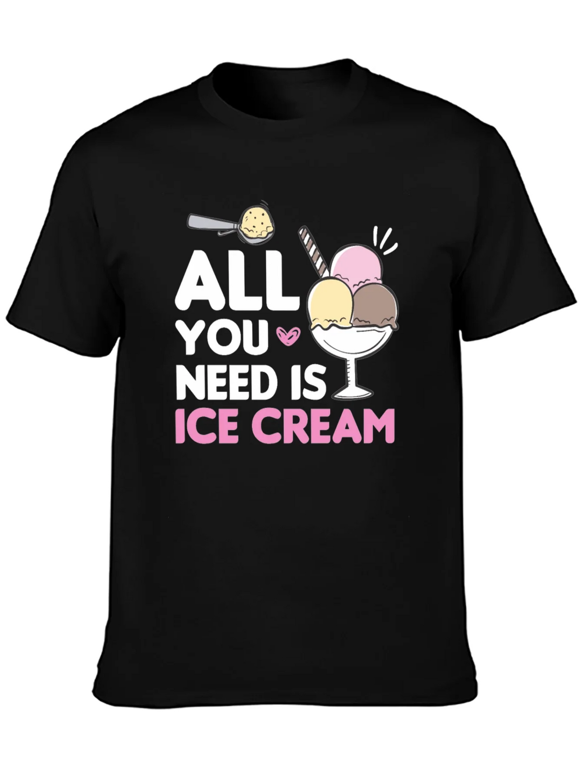 All You Need Is Ice Cream Black T-Shirt product image 3
