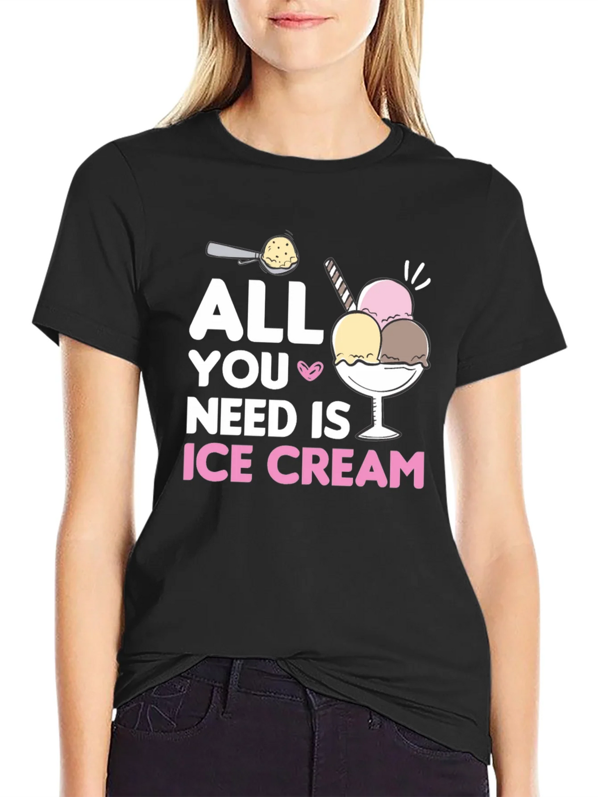 All You Need Is Ice Cream Black T-Shirt product image 2
