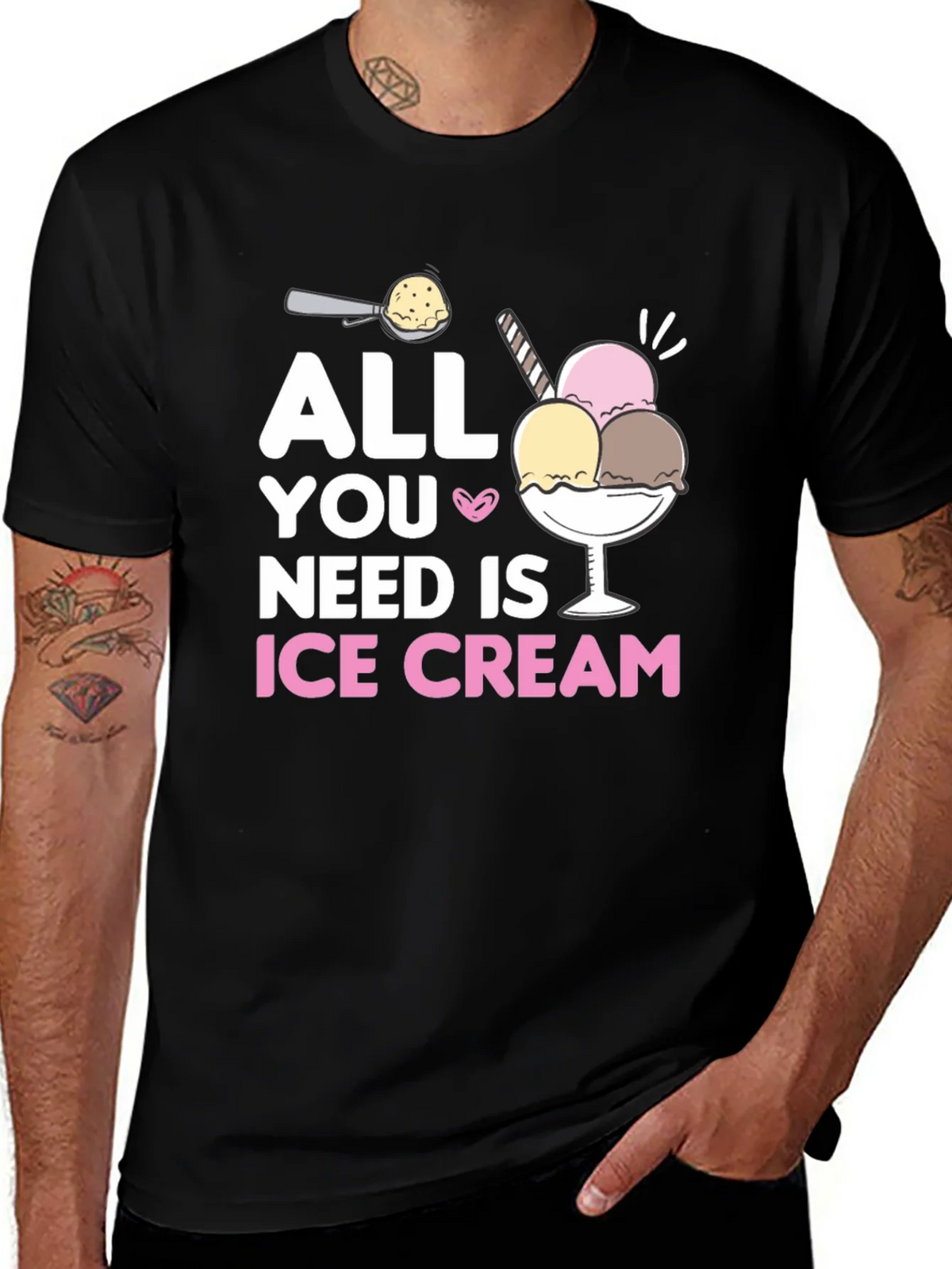 All You Need Is Ice Cream Black T-Shirt product image 1