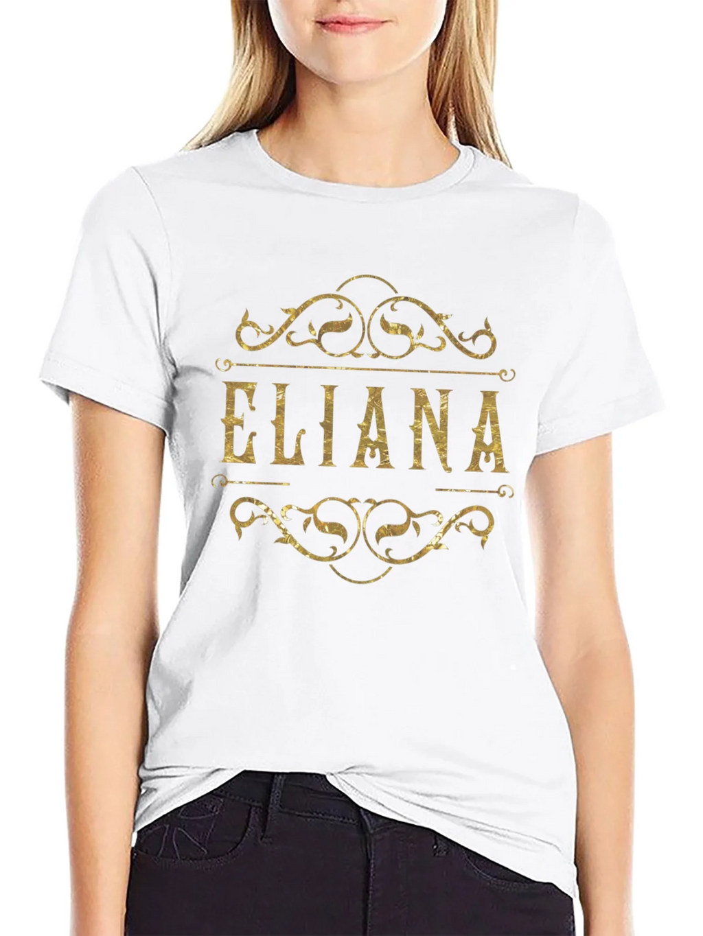 Eliana Gold Foil Print Black T-Shirt product image 7