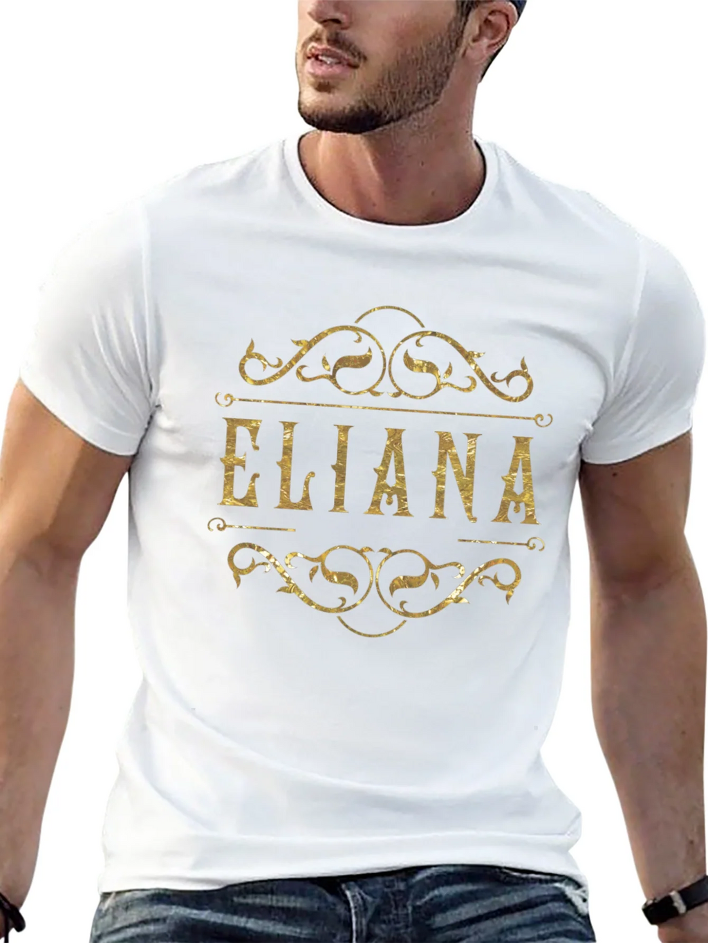 Eliana Gold Foil Print Black T-Shirt product image 11