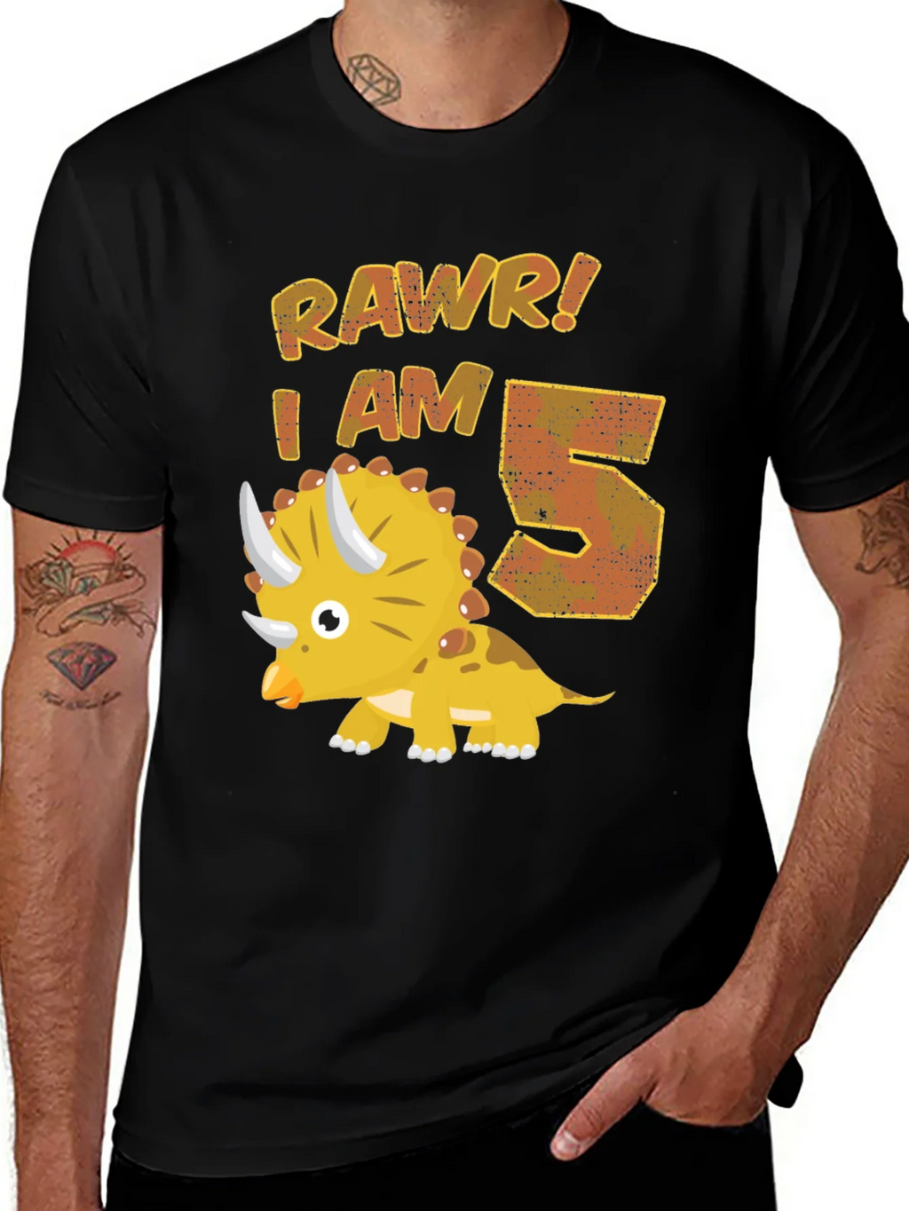 Roar! I Am 5 Dinosaur Birthday T-Shirt product image 1