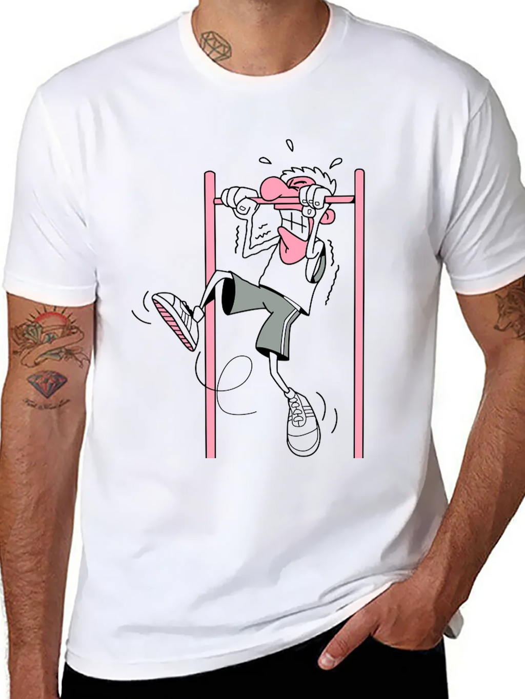 Cartoon Gymnast Graphic Black T-Shirt product image 7