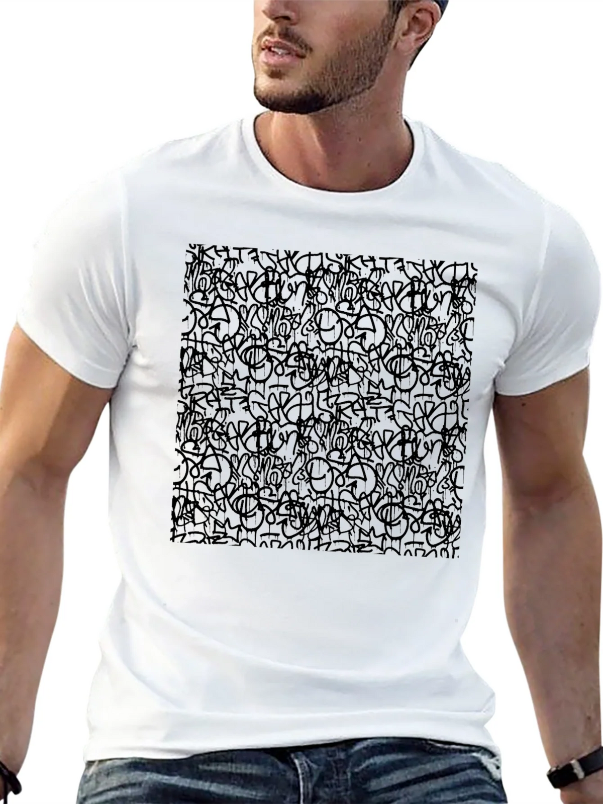 Abstract Graffiti Black T-Shirt product image 12