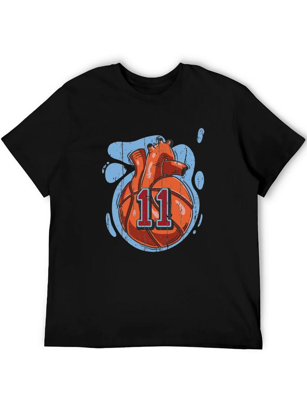 Basketball Heart Graphic Tee - Black Cotton product image 5
