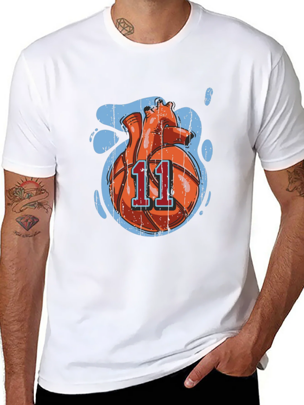 Basketball Heart Graphic Tee - Black Cotton product image 7
