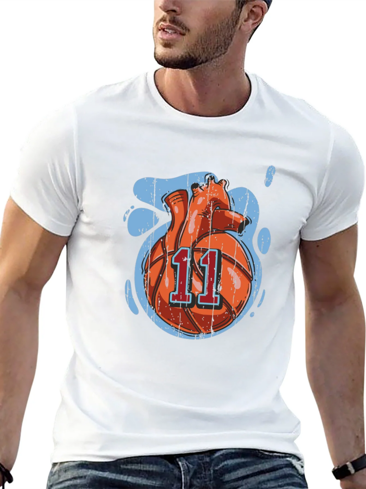 Basketball Heart Graphic Tee - Black Cotton product image 12