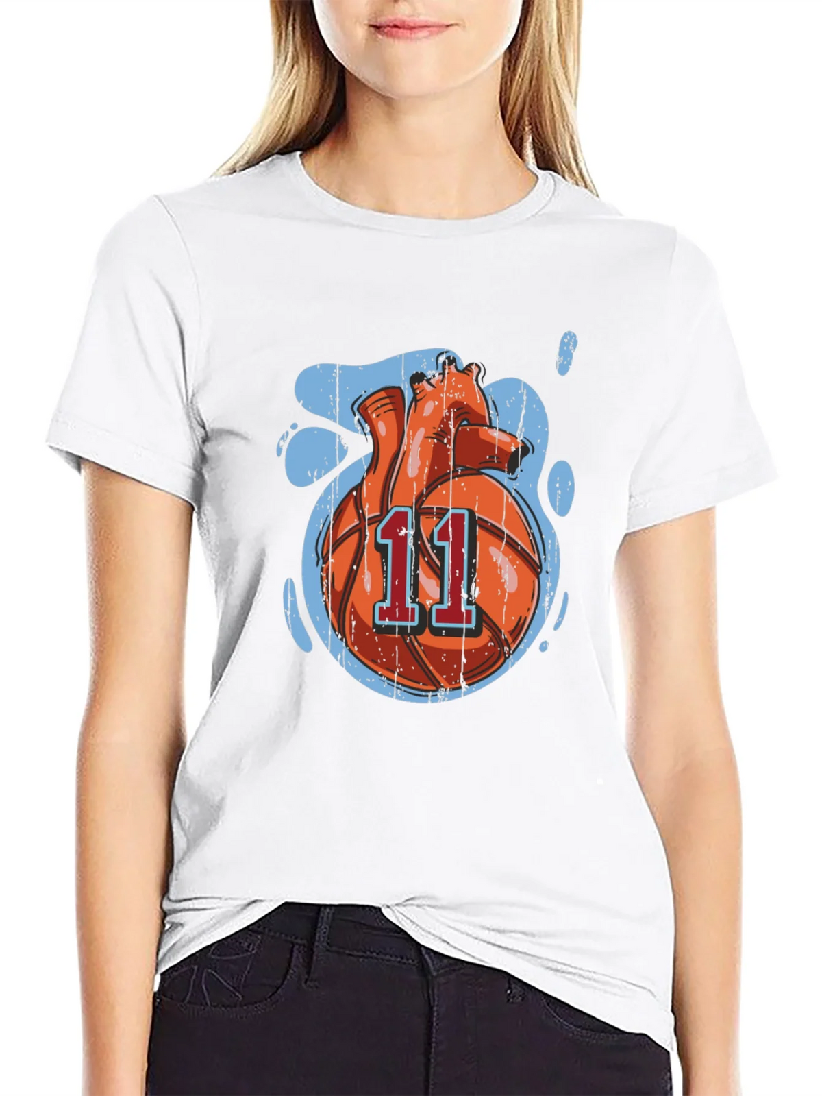 Basketball Heart Graphic Tee - Black Cotton product image 8