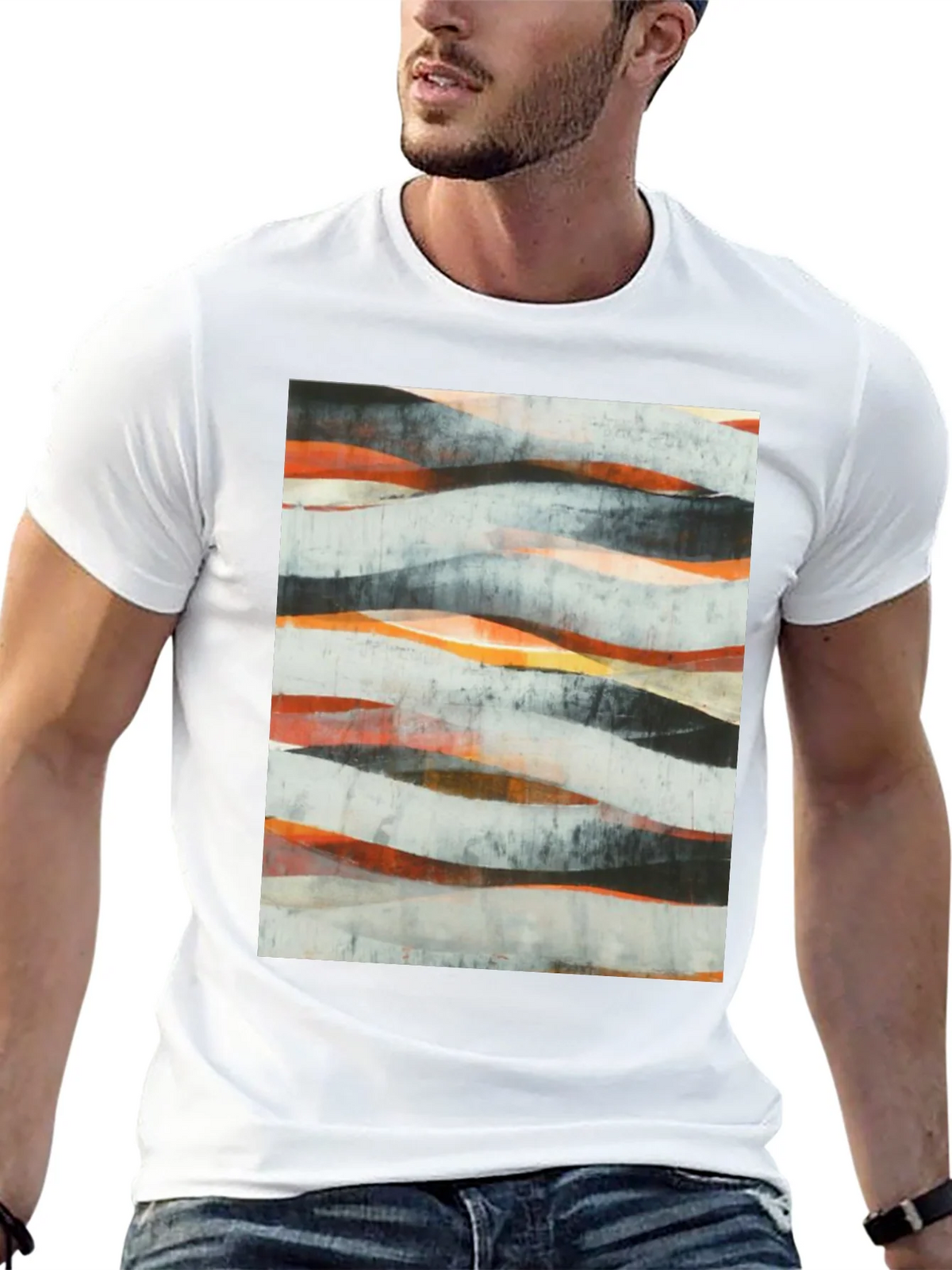 Abstract Wave Art Black T-Shirt - Modern Graphic Tee product image 5