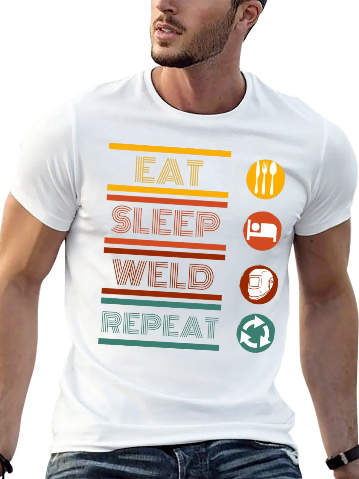 Eat Sleep Weld Repeat Black Graphic T-Shirt product image 12