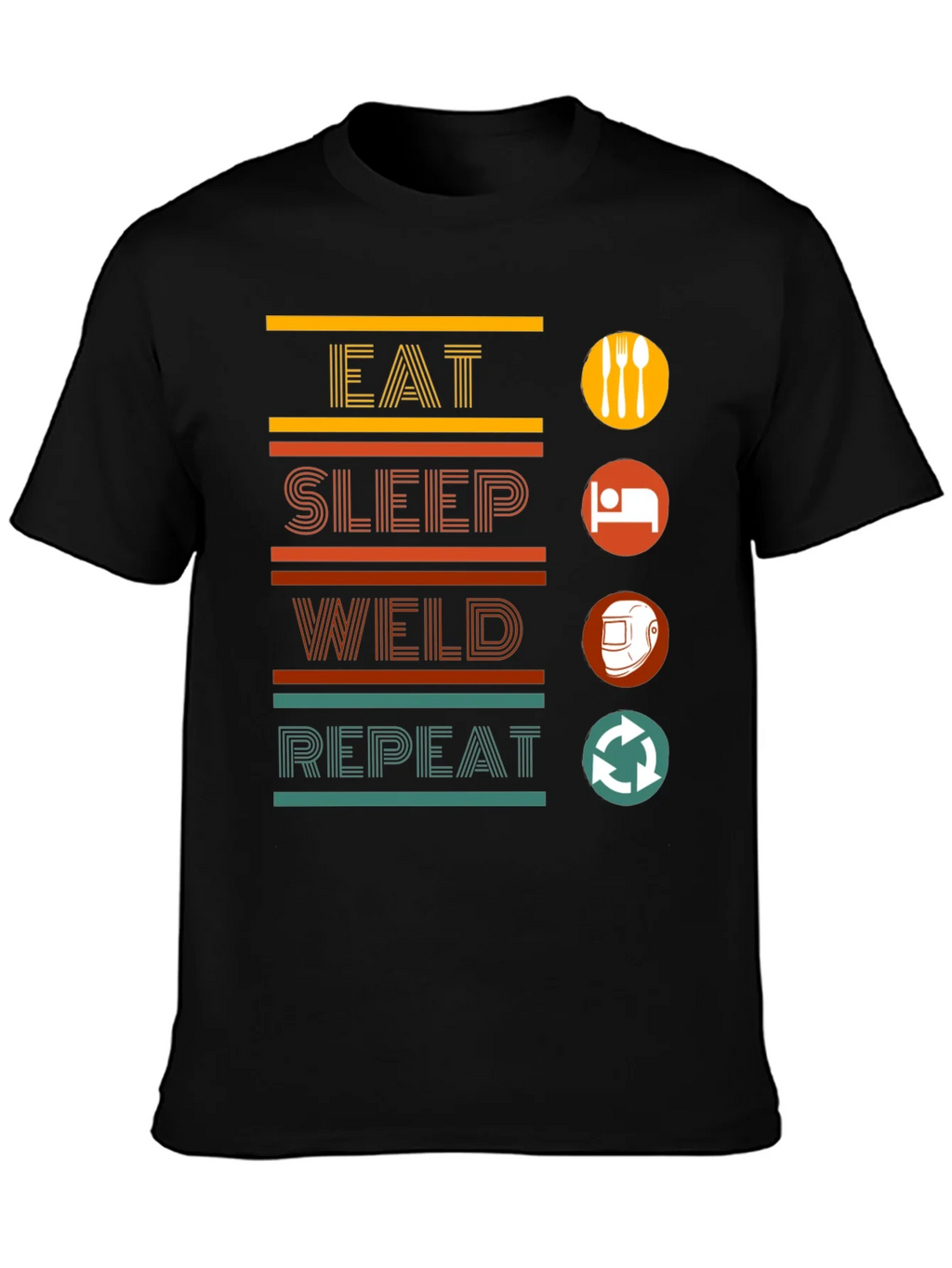Eat Sleep Weld Repeat Black Graphic T-Shirt product image 3