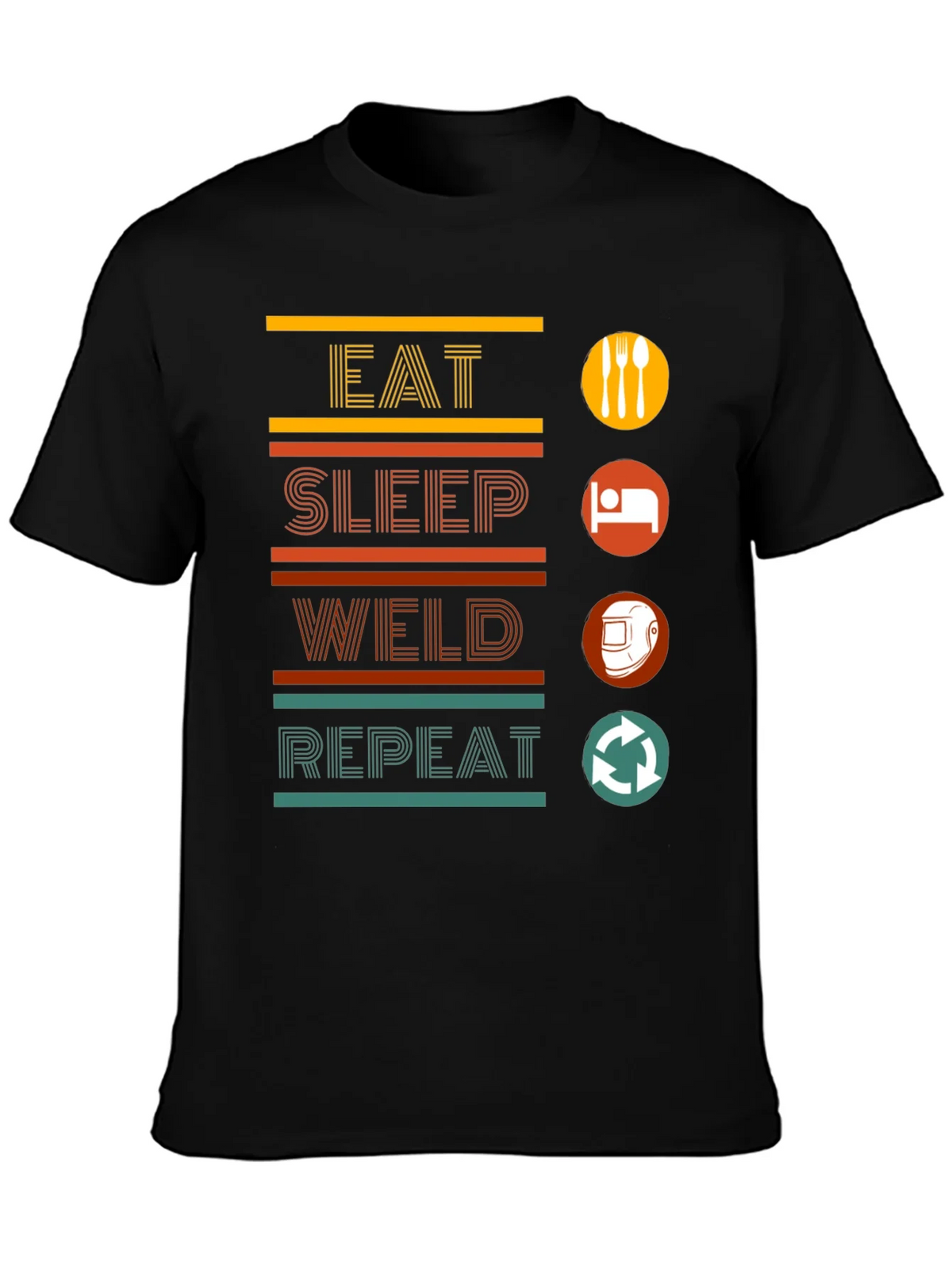 Eat Sleep Weld Repeat Black Graphic T-Shirt product image 3