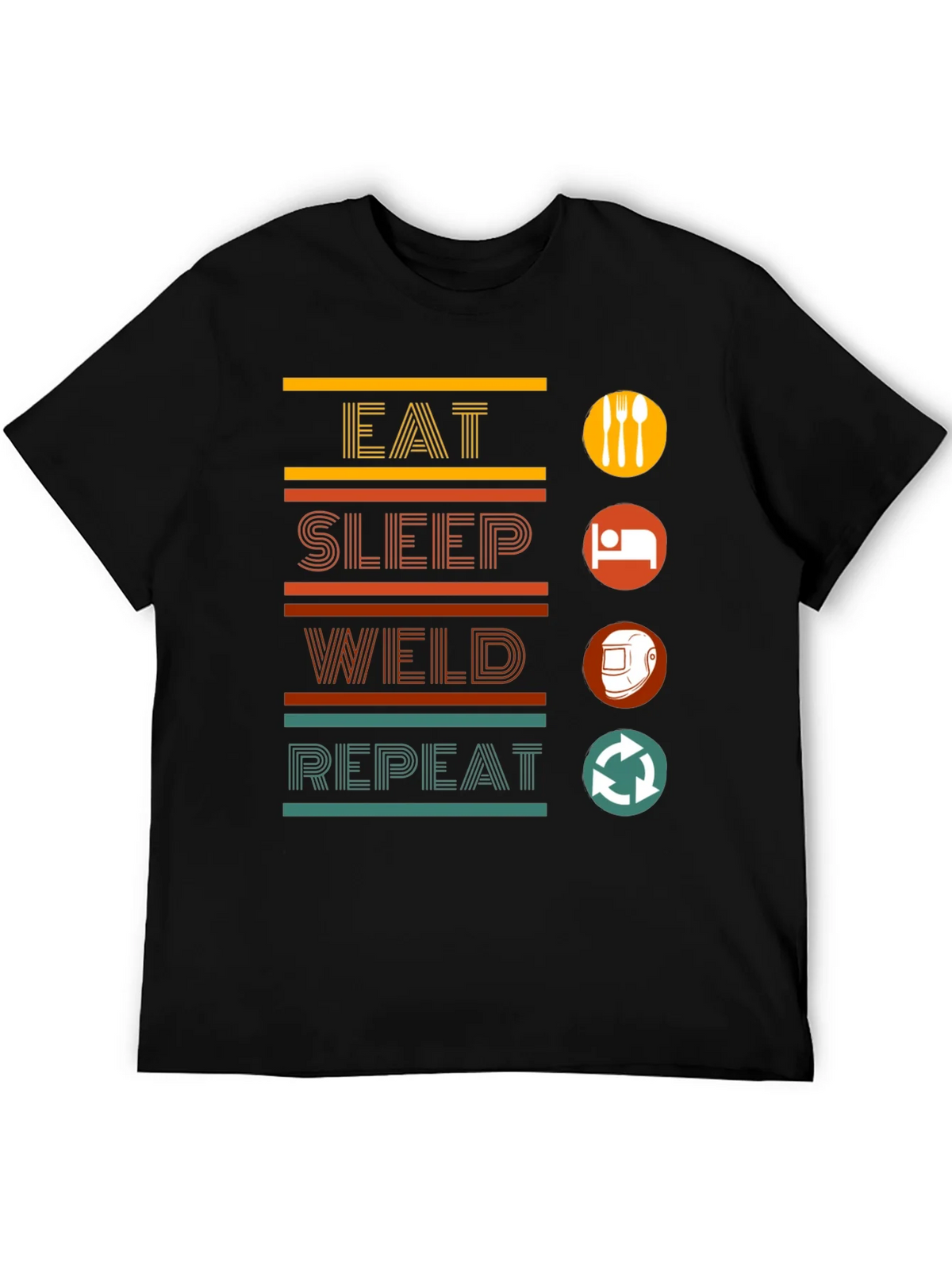 Eat Sleep Weld Repeat Black Graphic T-Shirt product image 5