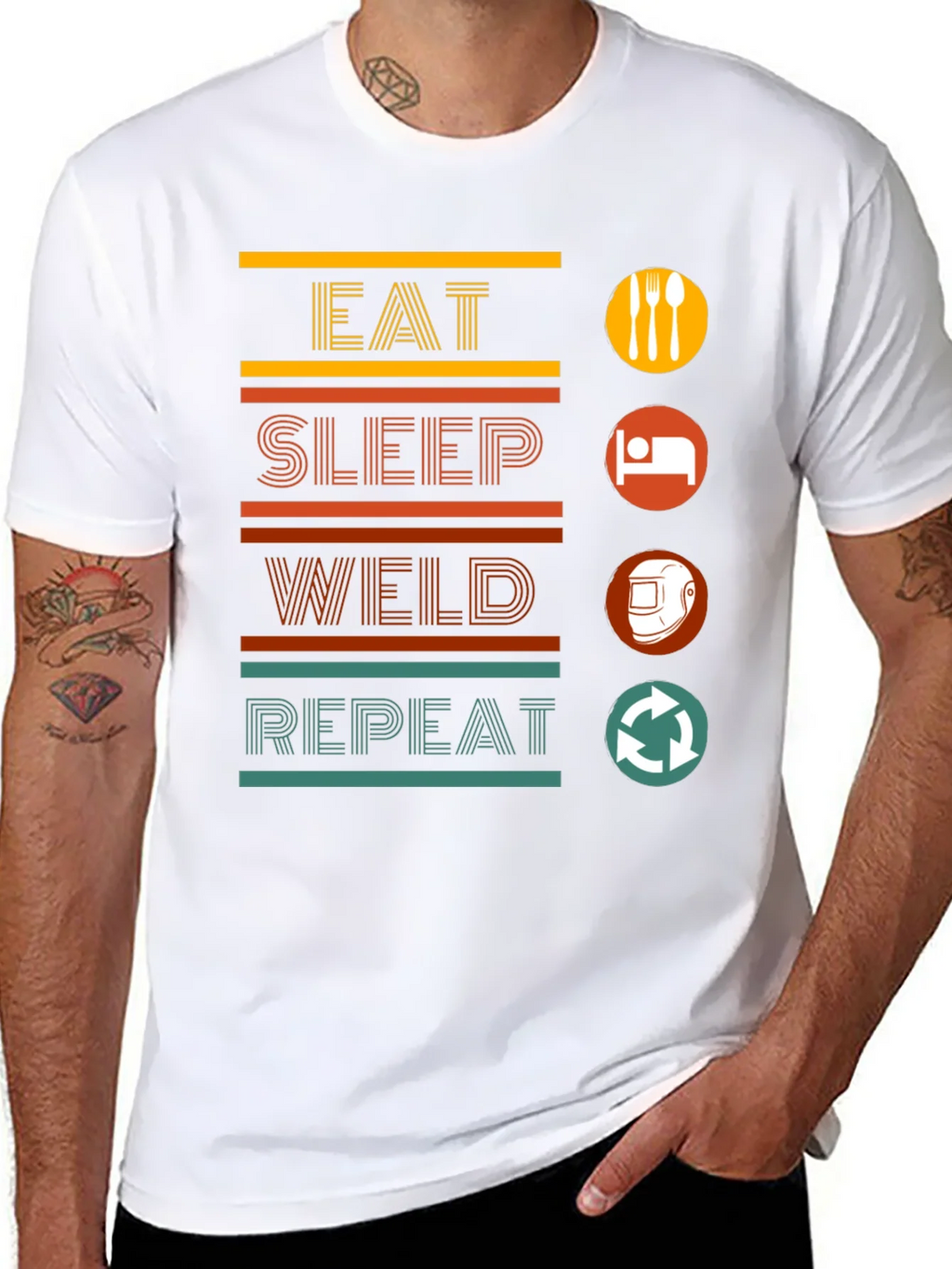 Eat Sleep Weld Repeat Black Graphic T-Shirt product image 7