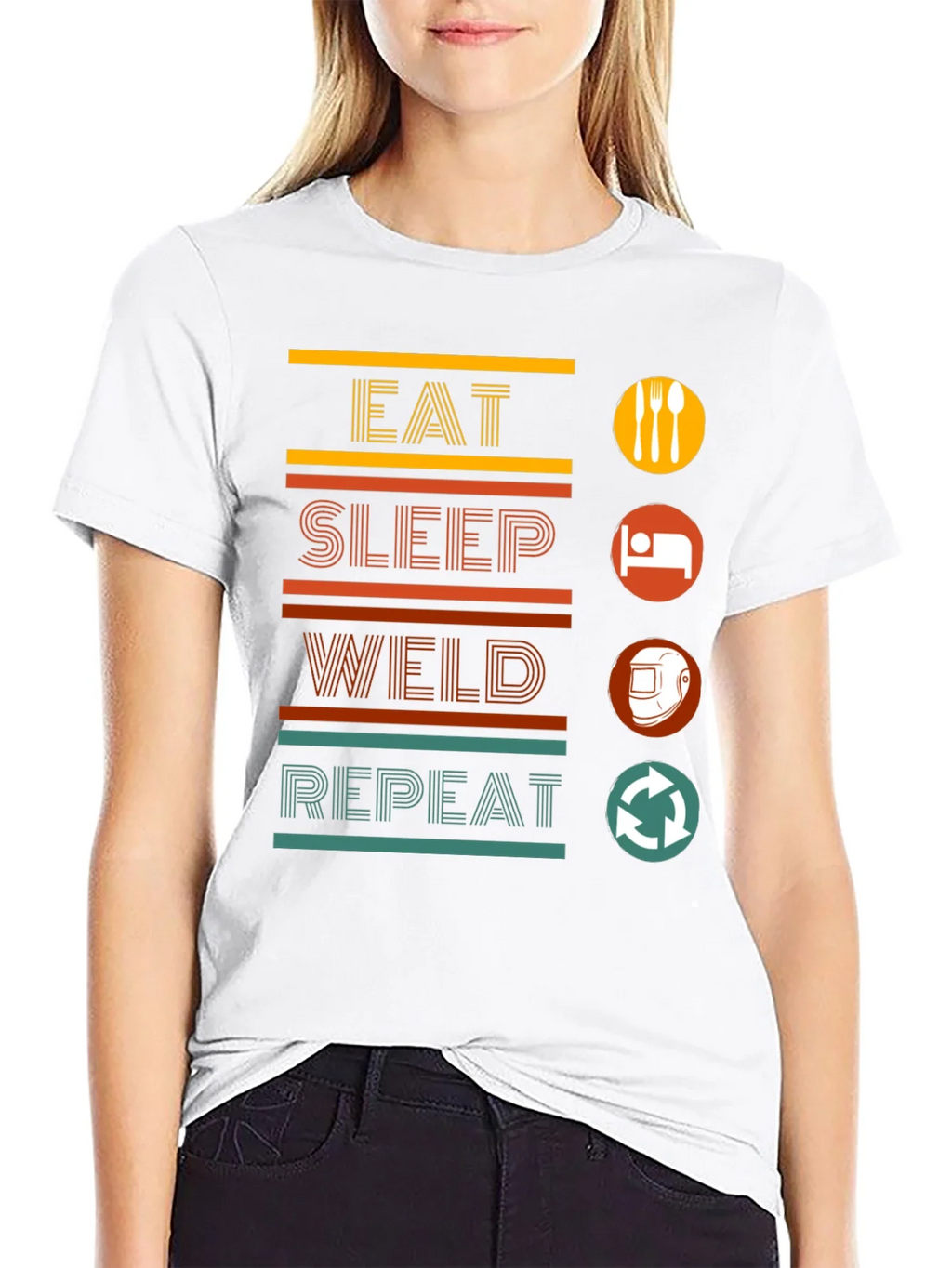 Eat Sleep Weld Repeat Black Graphic T-Shirt product image 8