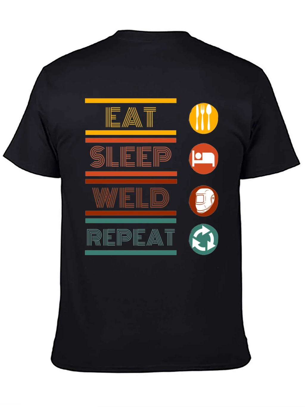 Eat Sleep Weld Repeat Black Graphic T-Shirt product image 4