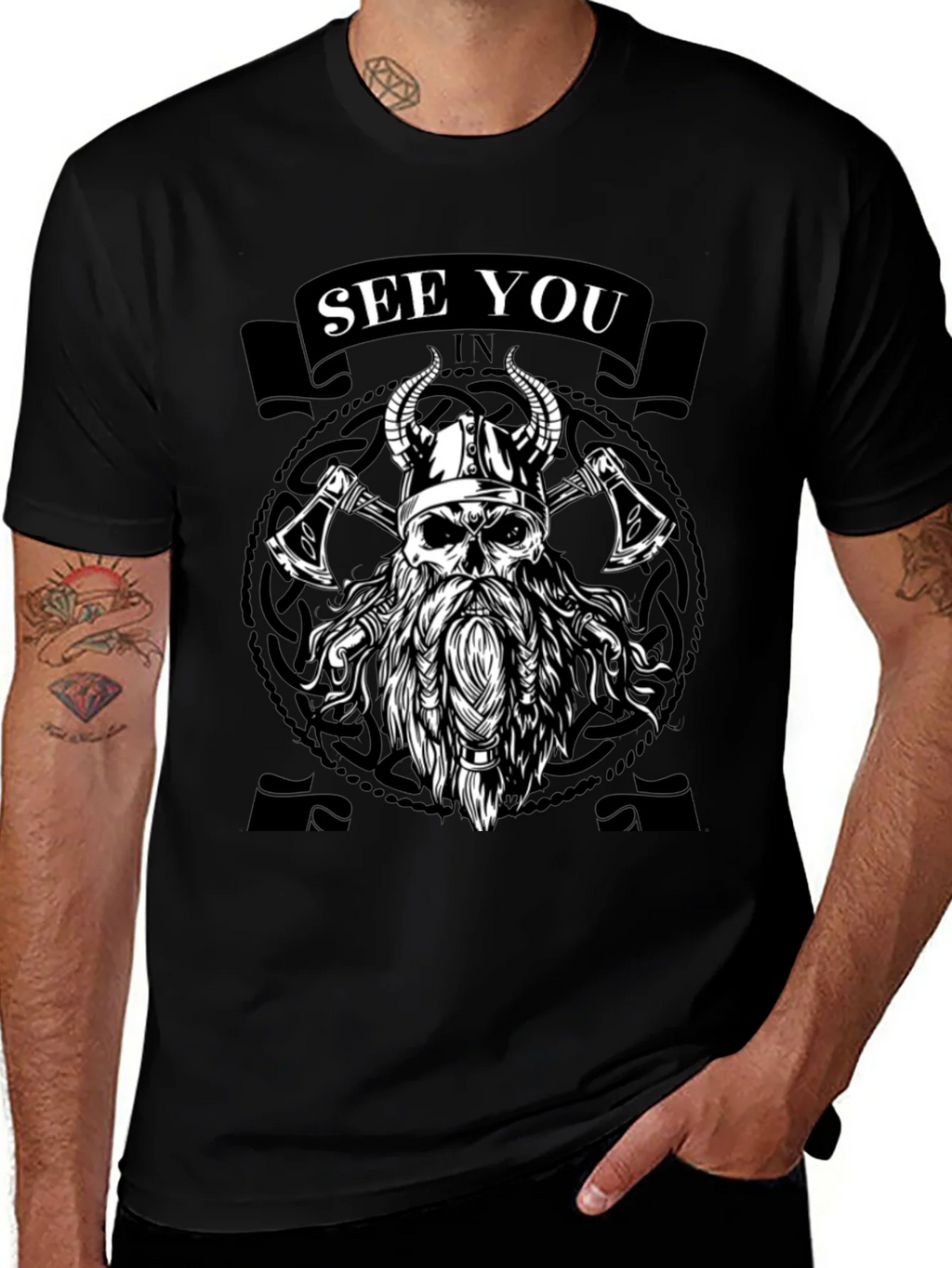 Viking Skull Graphic Tee - See You In Valhalla product image 1