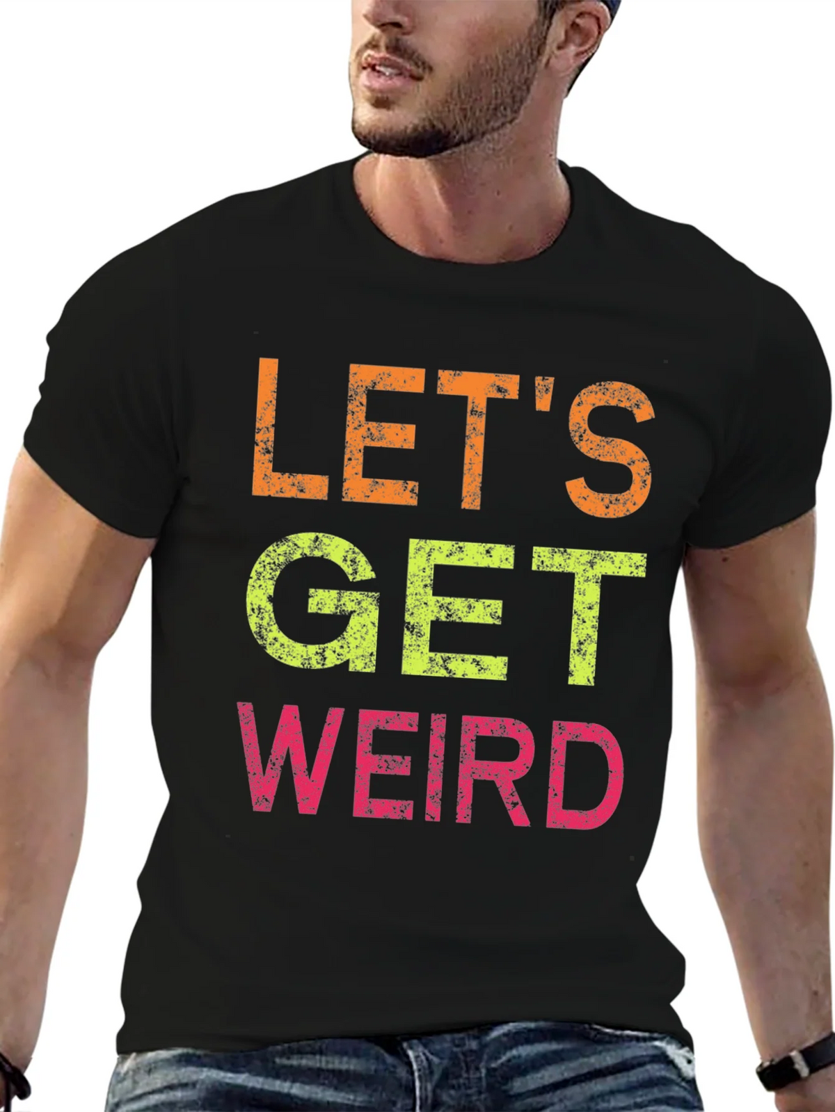 Lets Get Weird Graphic Tee - Black Cotton T-Shirt product image 6