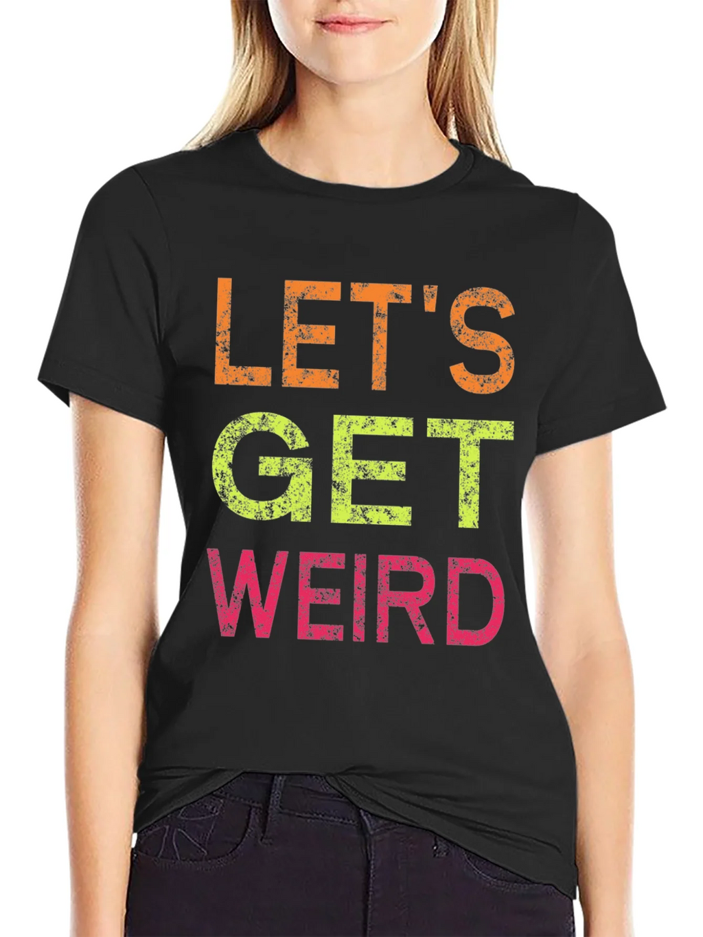 Lets Get Weird Graphic Tee - Black Cotton T-Shirt product image 2