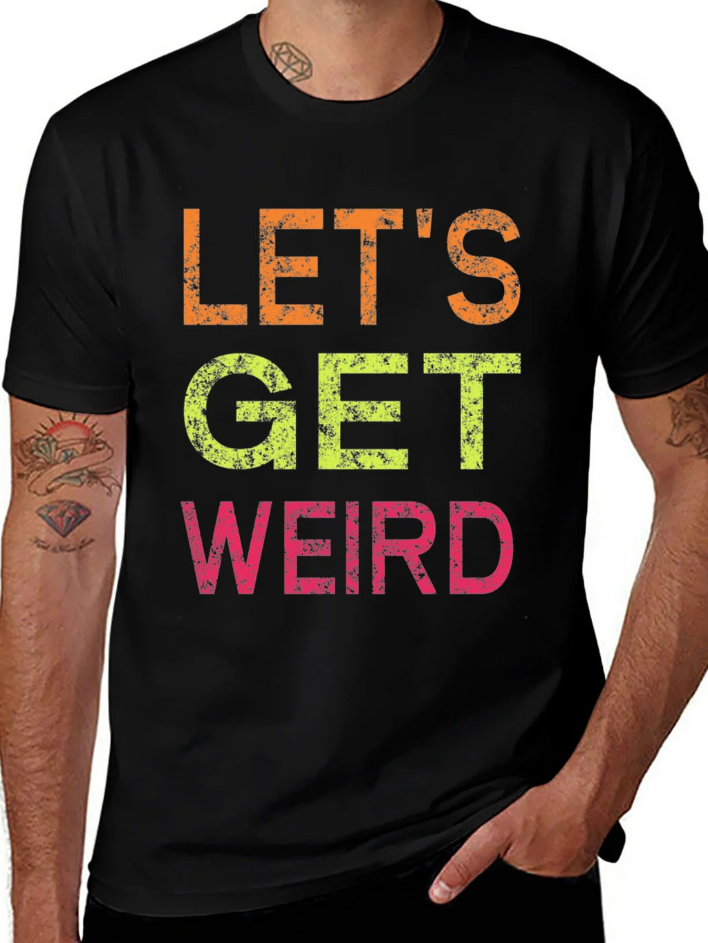 Lets Get Weird Graphic Tee - Black Cotton T-Shirt product image 1