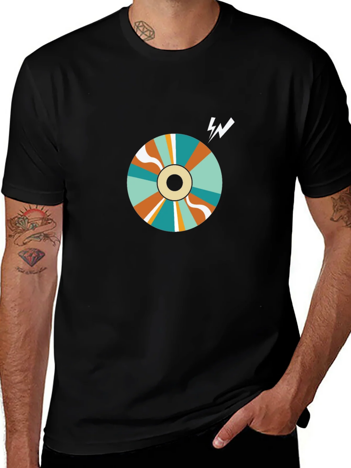 Retro Swirl Graphic Tee - Black Cotton Blend product image 1